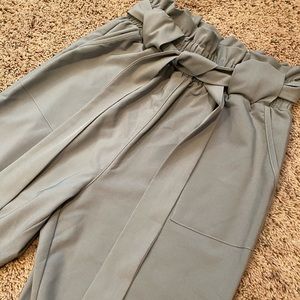 Cropped Paper Bag Waist Pants